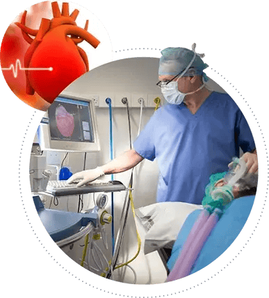 Doctor viewing monitor.